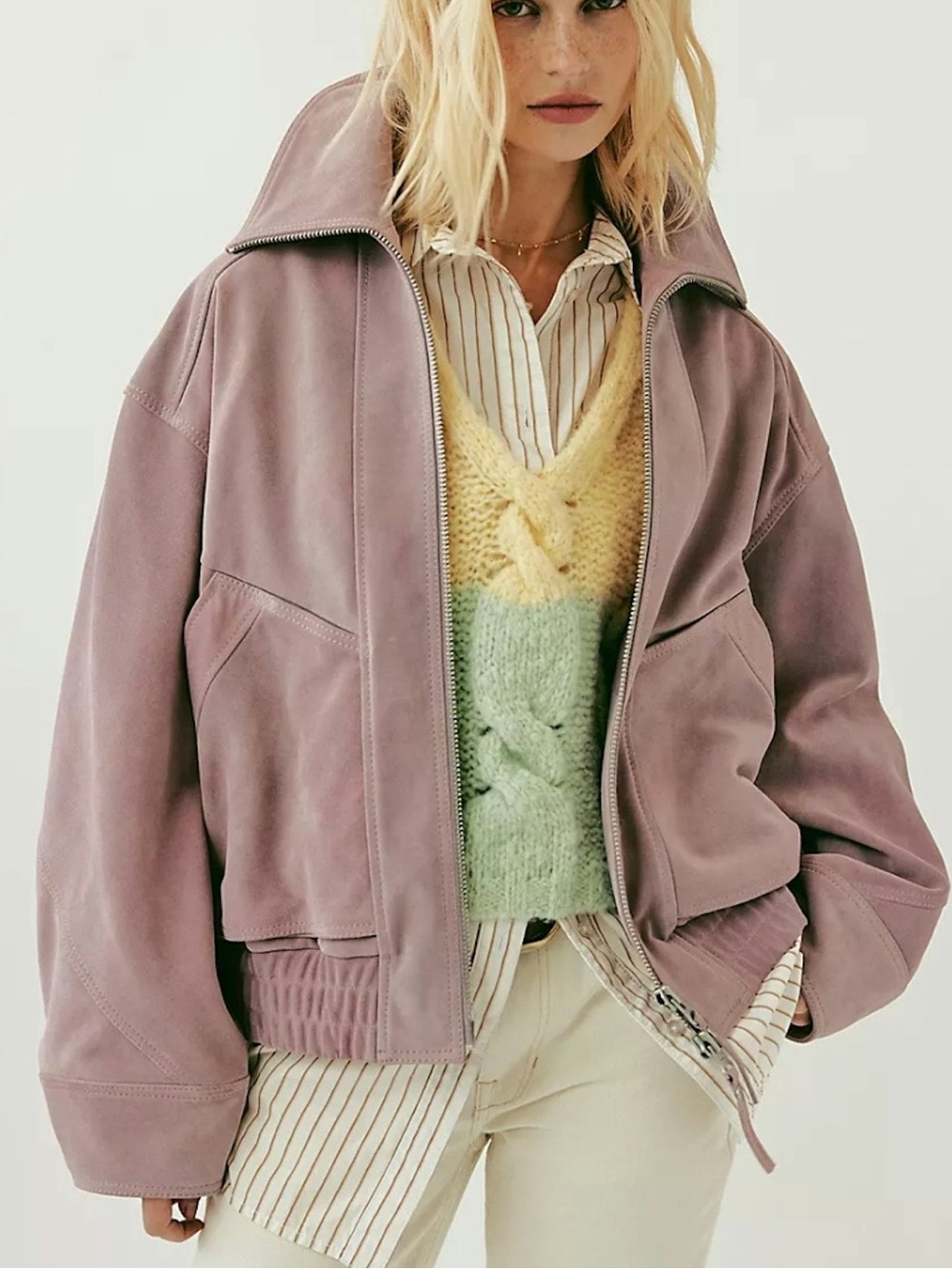 Free People We The Free Desert Moon Suede Jacket in Violet Mist NWT